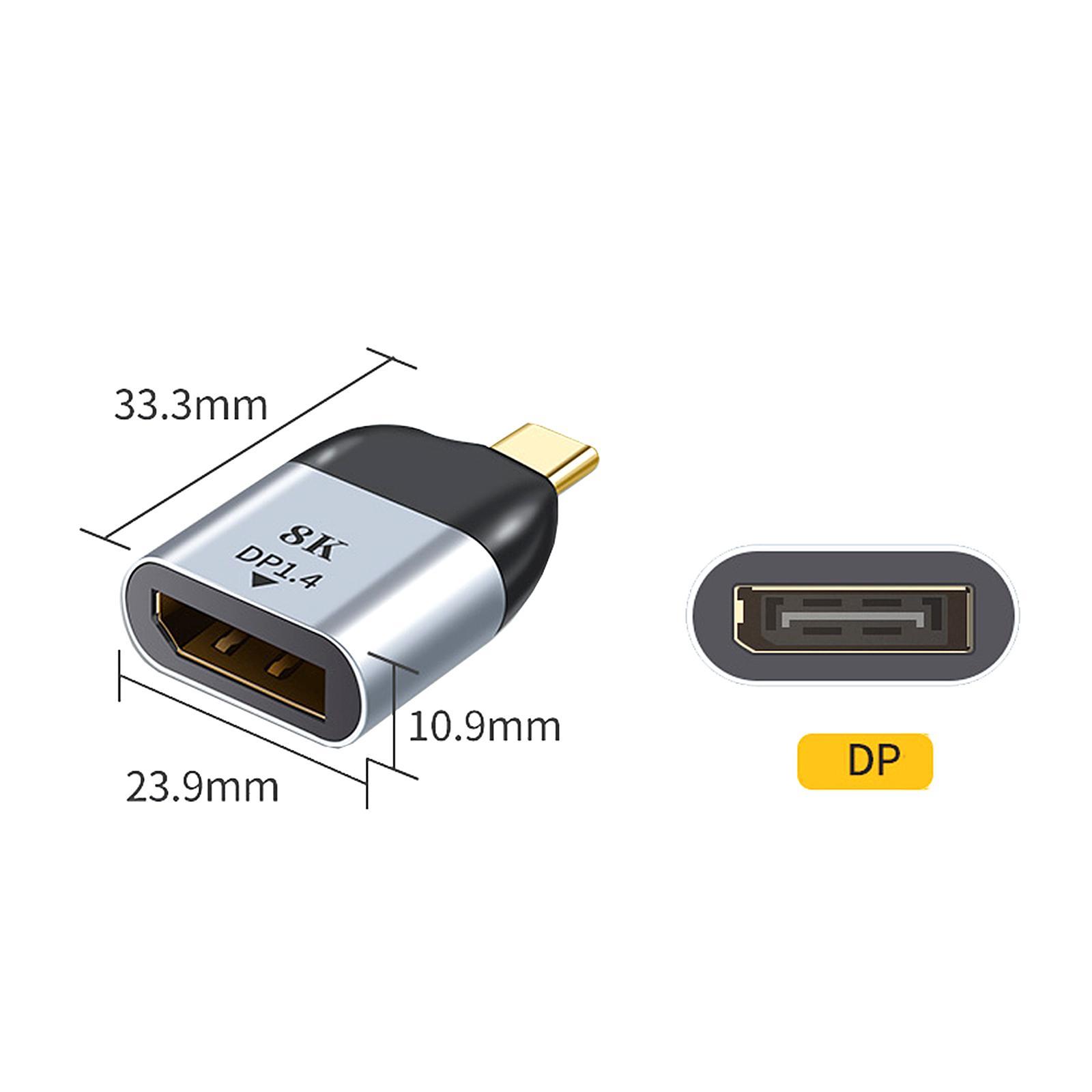 Type C USB C Male to DisplayPort Adapter Converter 8K 60Hz for MacBook Pro