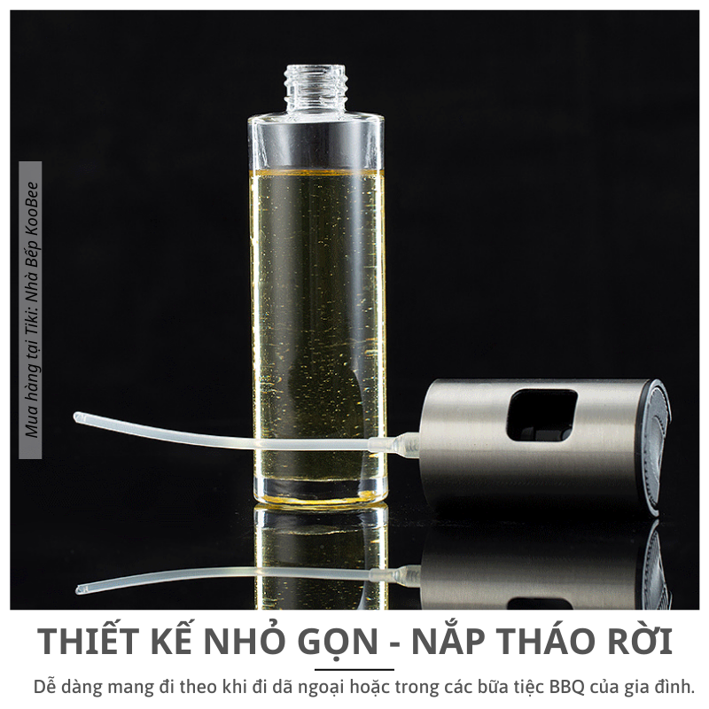 Bình xịt dầu ăn dạng phun sương nắp inox cao cấp dung tích 100ml - Phụ kiện nồi chiên không dầu KooBee