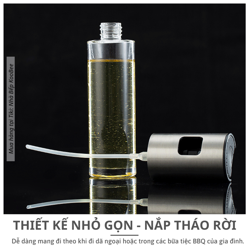 Bình xịt dầu ăn dạng phun sương nắp inox cao cấp dung tích 100ml - Phụ kiện nồi chiên không dầu KooBee (NB09)