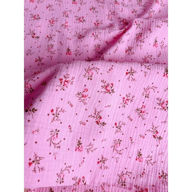 Vải xô muslin hoa vintage may quần áo,khăn mặt,khăn tắm