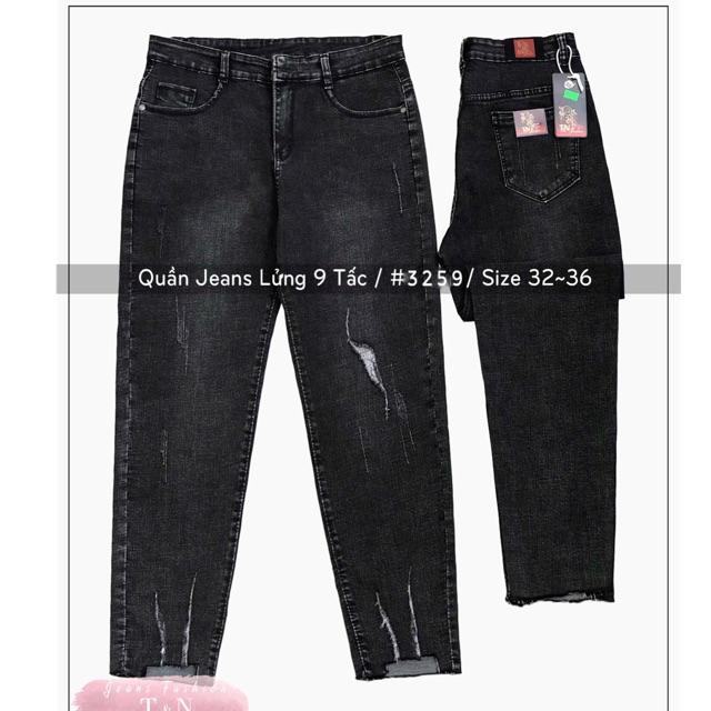 Quần jean dài 9 tấc BIG SIZE lưng cao co dãn mạnh rách kiểu đẹp rẻ 3256