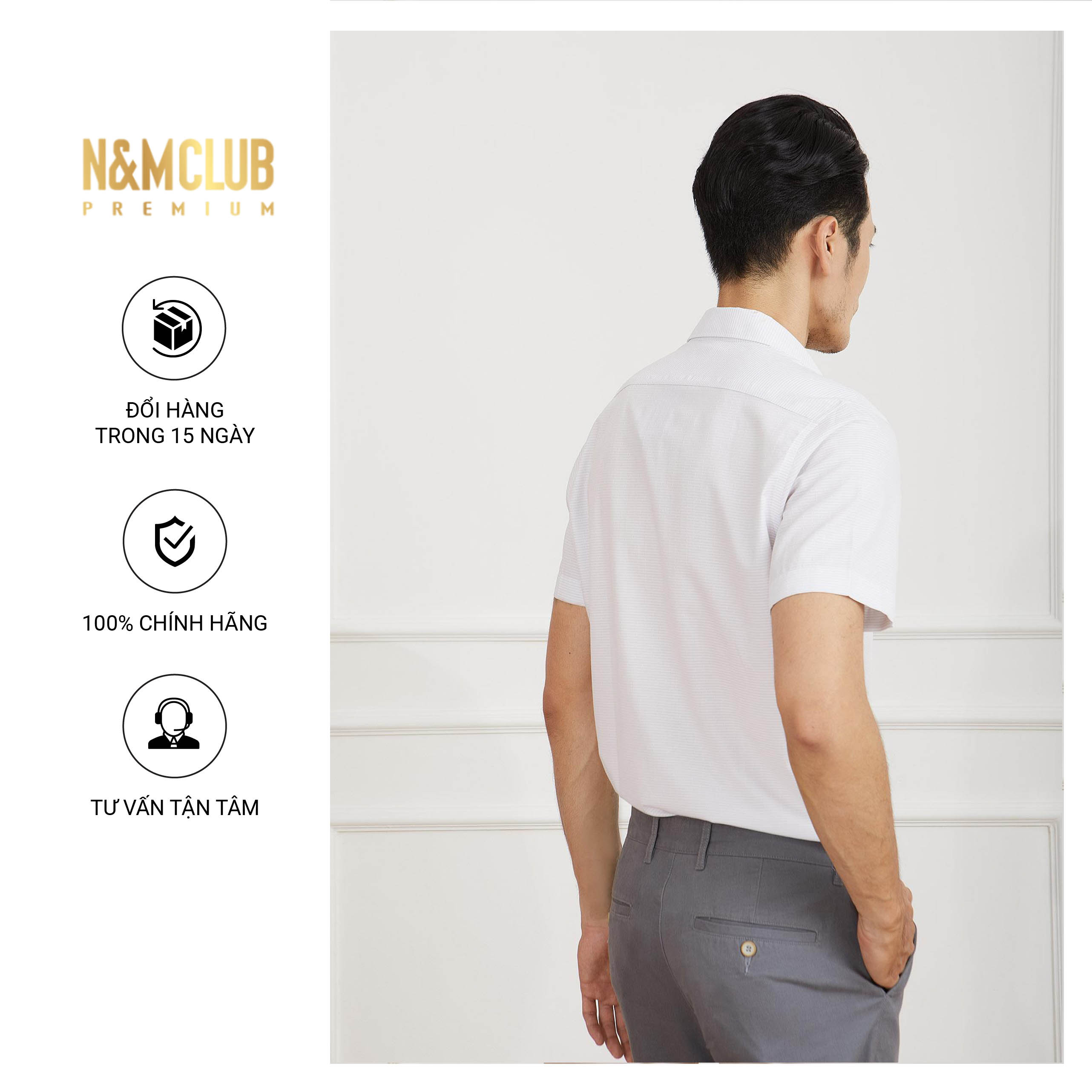 Áo Sơ Mi Nam N&amp;MCLUB Tay Ngắn Caro mã 2104017