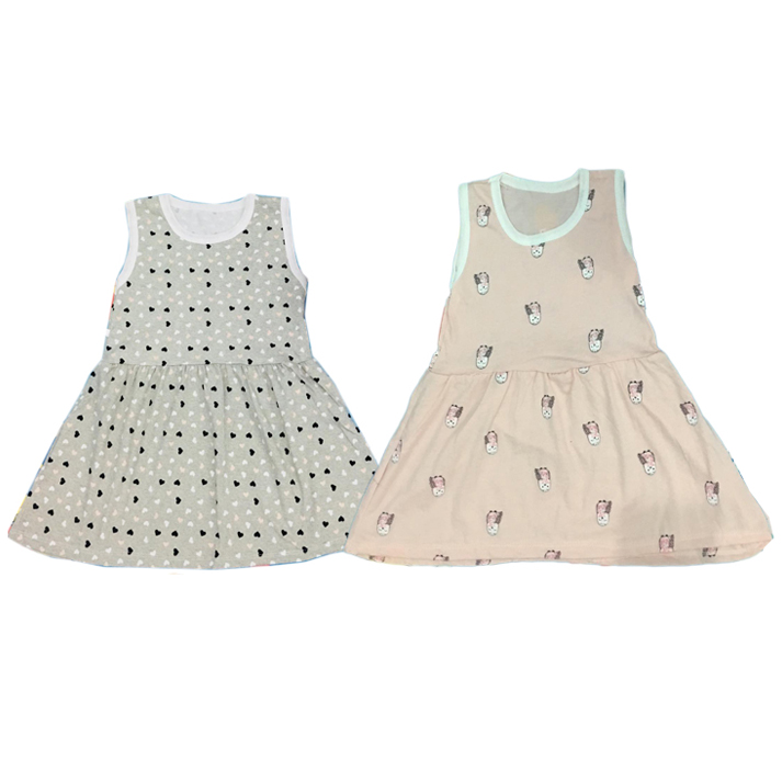 Combo 2-3-5 váy ba lỗ bé gái từ 1-5 tuổi chất cotton thoáng mát mùa hè (8-25kg)-Giao mầu ngẫu nhiên