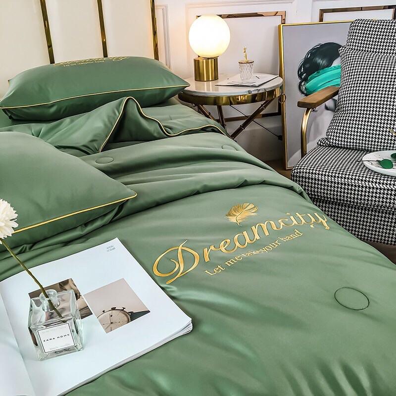 Bộ Chăn Trần Ga Và 2 Vỏ Gối Phi Lụa DreamCiTy ,Chất Liệu Lụa Mát ,Sang Trọng Có Đủ Kích Thước