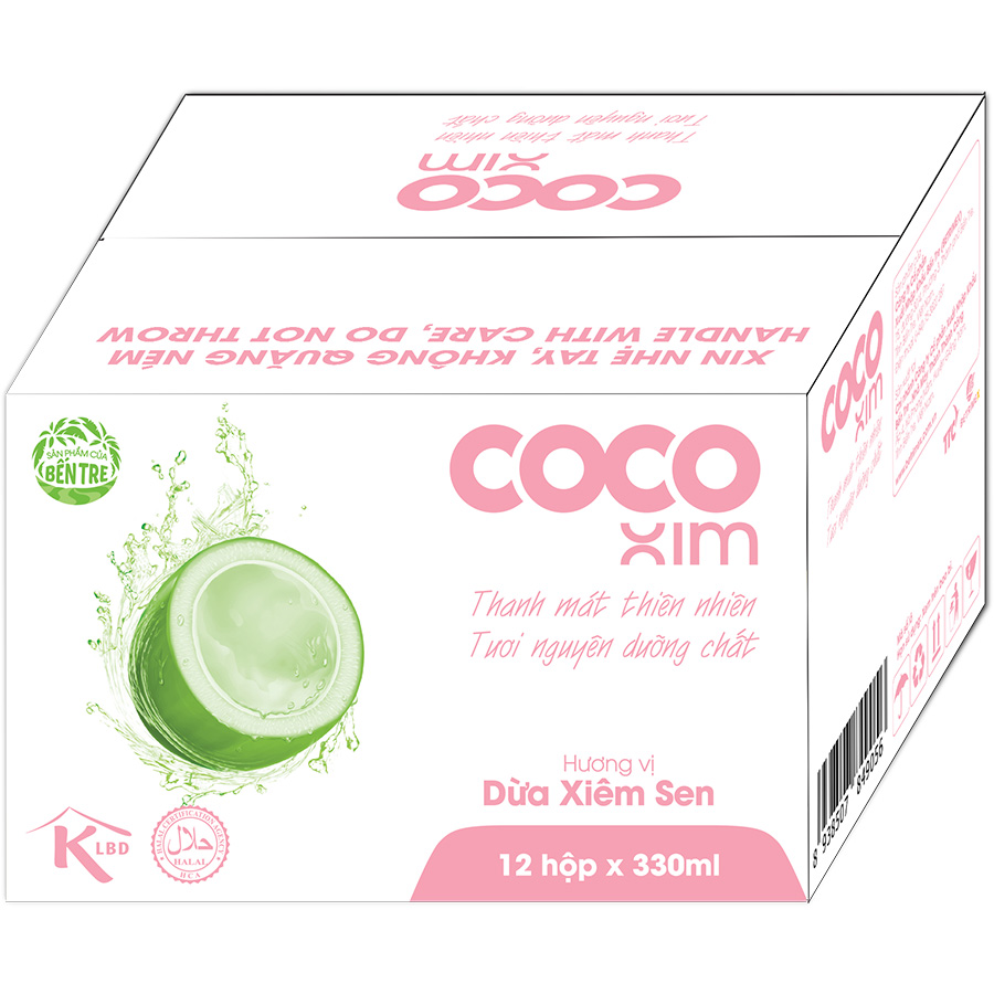 Thùng 12 Hộp Nước Dừa Cocoxim Sen (330ml x12 Hộp)