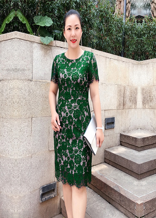 Đầm Ren Mi Màu Xanh Cao Cấp