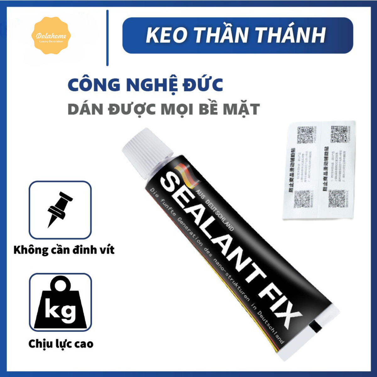 Keo Dola Home Dán INOX, Sắt Siêu Chắc Chắn Sealant Fix 12g