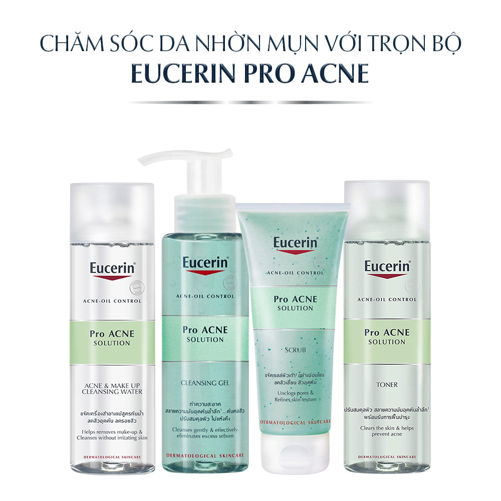 Tinh chất giúp giảm mụn và thu nhỏ lỗ chân lông Cho da mụn Eucerin Pro Acne Poreless Solution 30ml [ Tặng Sữa rửa mặt Eucerin Pro Acne Cleansing Foam 150gr]