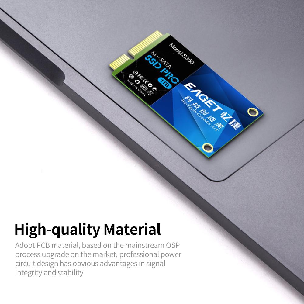 EAGET S350 SSD M-SATA Solid State Drive High Speed Transmission Compact Slient Shockproof SSD for PC Laptop 1TB
