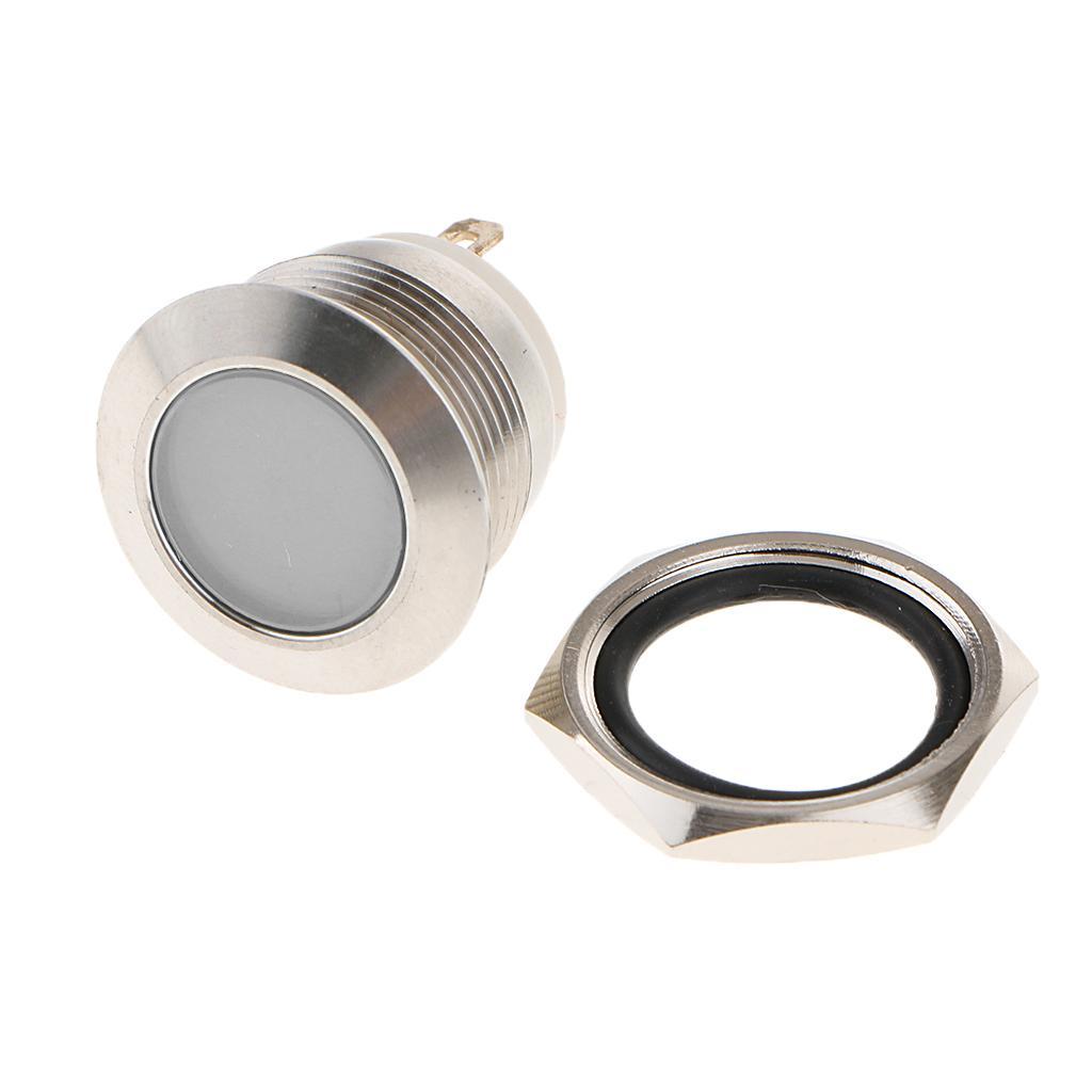 3xCar Motorcycle DC12V 19mm Panel Indicator Light for Wrie Leads White