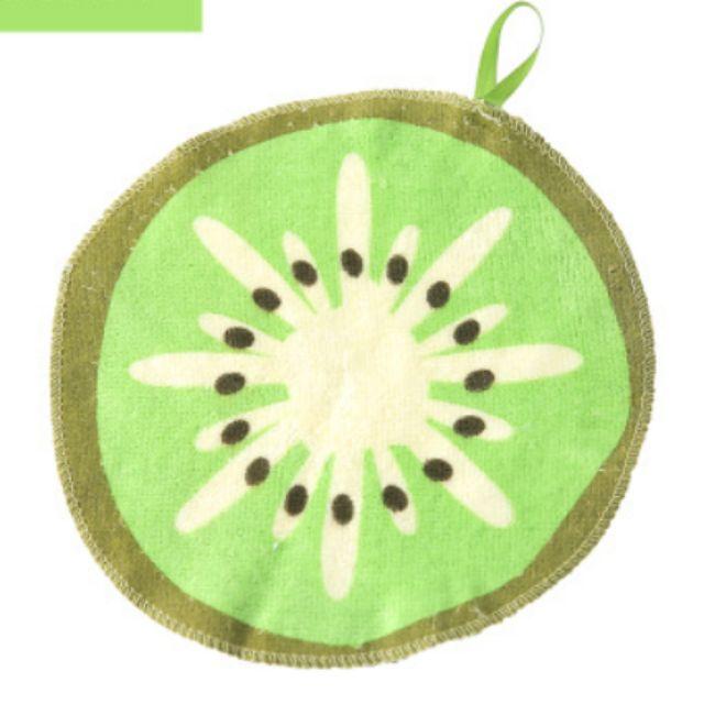 2 Khăn tròn nhỏ lau tay hình kiwi, dưa hấu