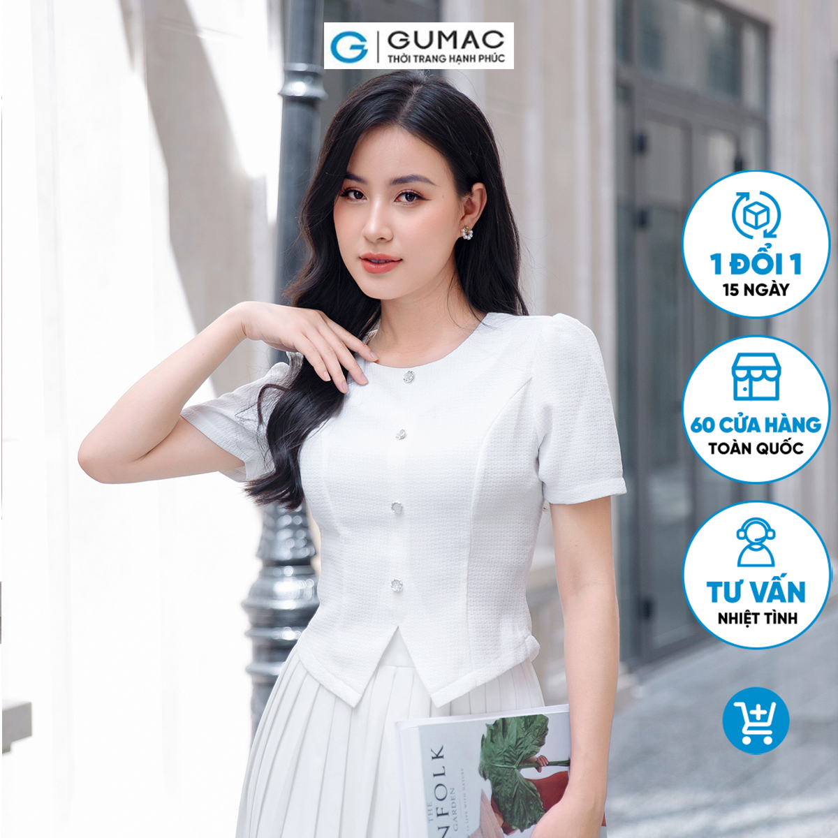 [BST MỚI THÁNG 9] Áo kiểu xẻ lai V GUMAC AD09006