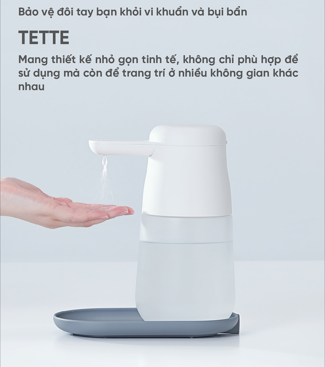 Máy rửa tay khử khuẩn tự động KING JIM TETTE - TE1000 [HÀNG CHÍNH HÃNG] Thương hiệu Nhật Bản, cảm ứng hồng ngoại