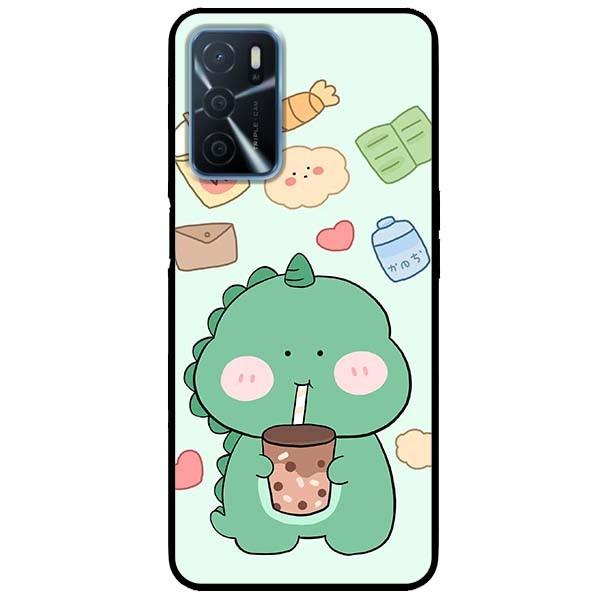 Ốp lưng dành cho Oppo A16 mẫu Khủng Long Uống Trà Sữa