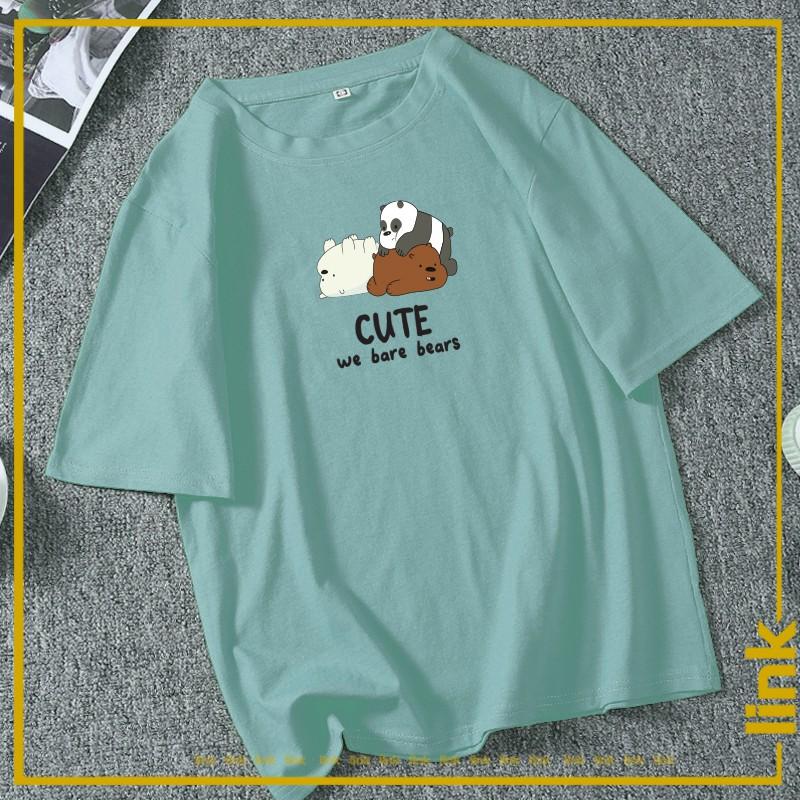 Áo thun unisex GẤU WE BARE BEAR tay lỡ dáng rộng