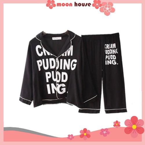 Pijama lụa dài tay in chữ cho bé từ 6-28Kg , Bộ đồ ngủ dài tay cho bé trai và bé gái mặc nhà cực yêu