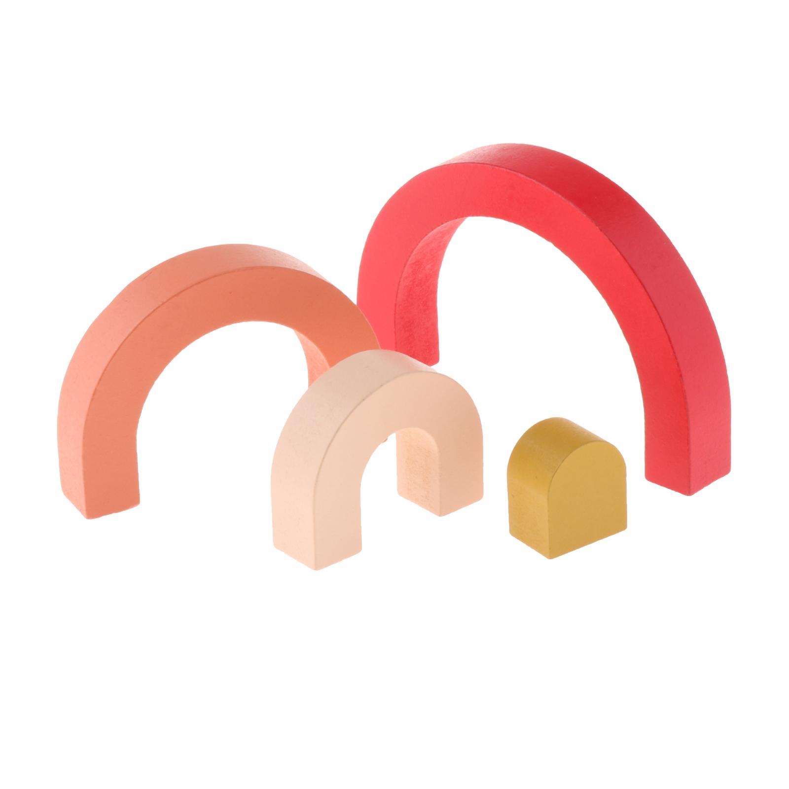 Rainbow Stacker Building Blocks Puzzle Game Wooden Toys for Toddler Kids A