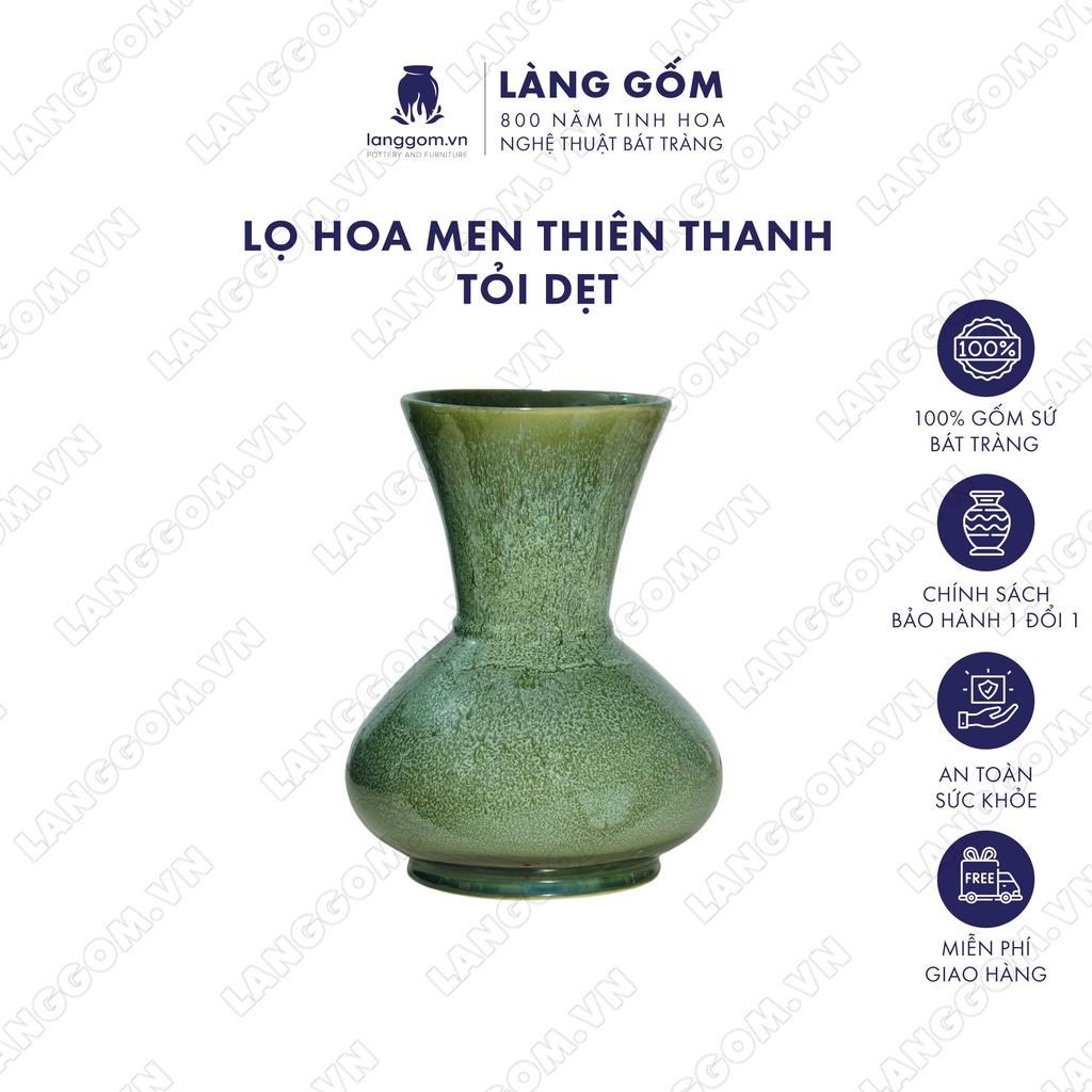 Bình hoa, lọ hoa Gốm sứ Bát Tràng cao cấp men hỏa biến dáng tỏi dẹt dùng làm quà tặng, trang trí - Làng Gốm Bát Tràng