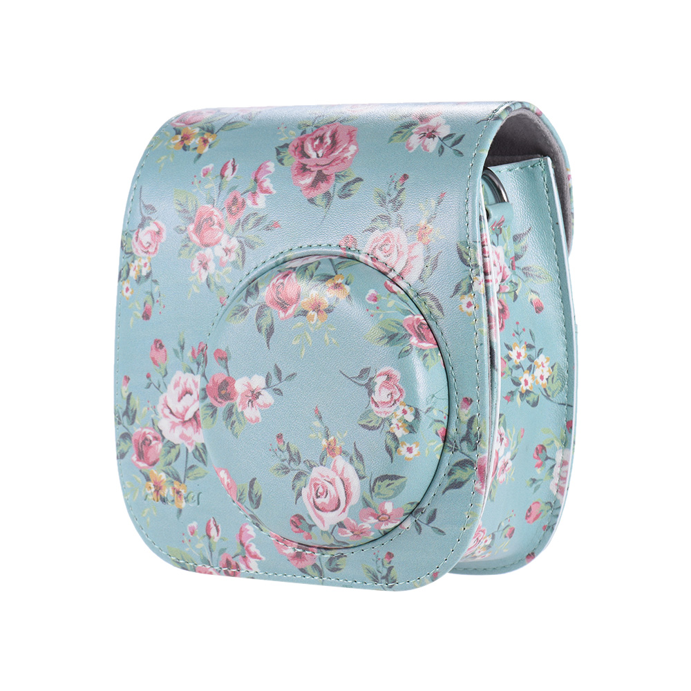 Andoer PU Protective Camera Case Bag Pouch Protector for Fujifilm Instax Mini 88s89 - Green Flower