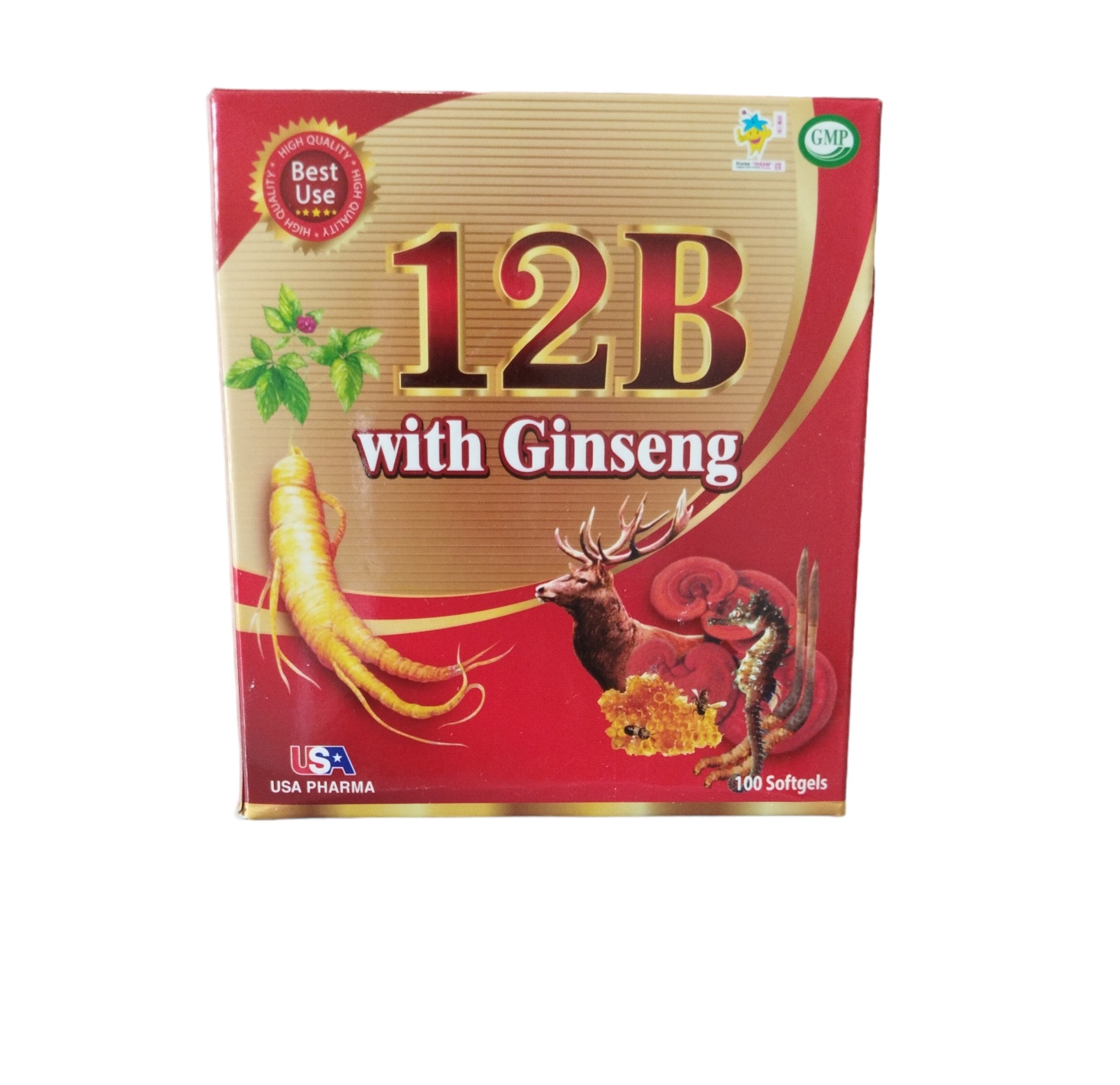 Viên bổ sung vitamin và nhân sâm 12B WITH GINSENG giúp ăn ngon, bồi bổ sức khỏe - Hộp 100 viên