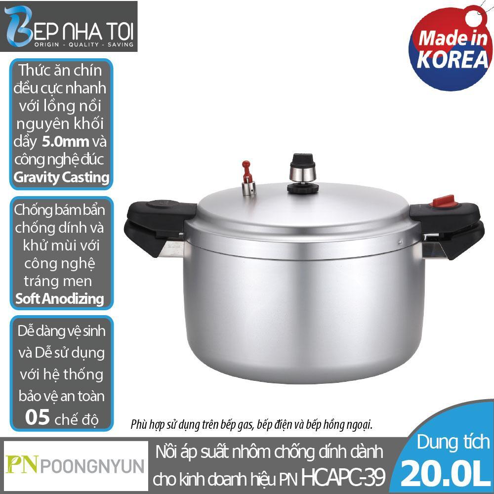 Nồi áp suất nhôm PN HCAPC-39 Tặng Máy xay sinh tố KSEBD-1000 + Bình giữ nhiệt AP-500 + Chảo nhôm từ tính SERWP(IH)-28B - Hàng chính hãng