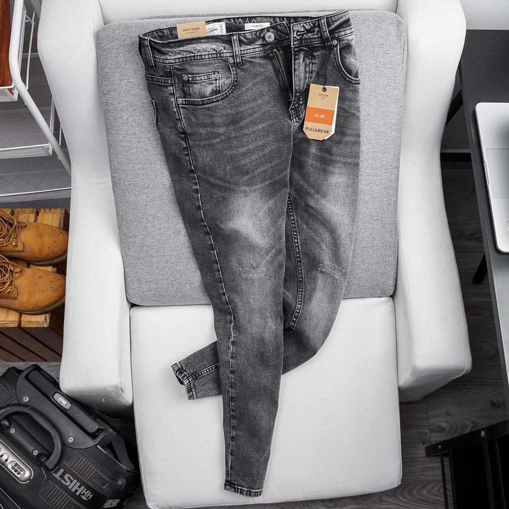 Quần jean nam cao cấp màu Xám trơn form slim fit | LASTORE MENSWEAR