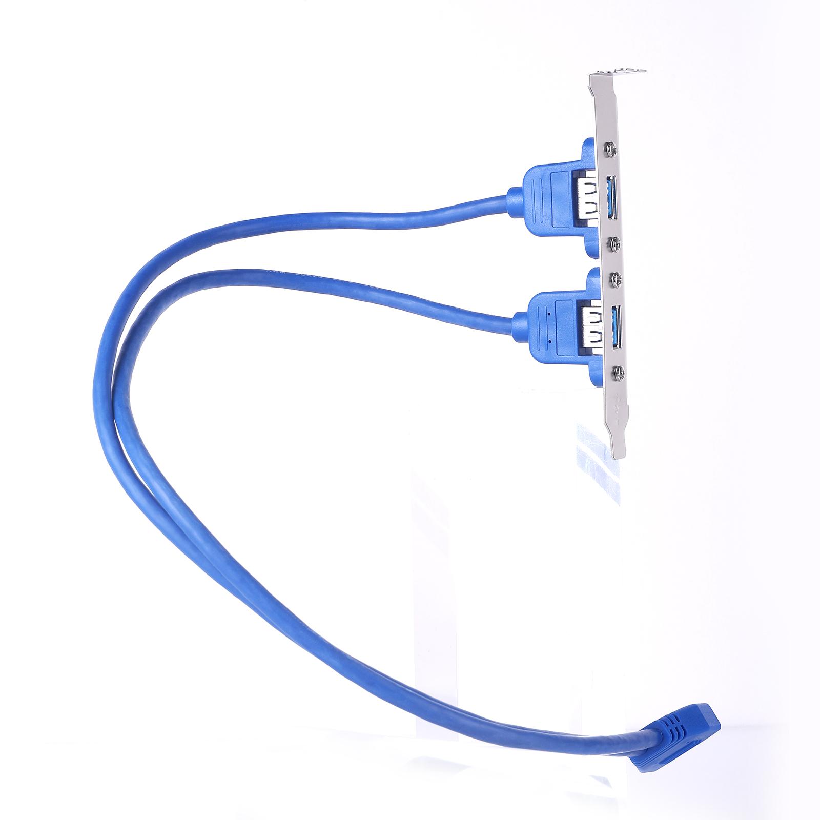 2Ports USB 3.0 Female Back Panel Mount to Built-in-20-Pin Header 20pin Header Cable