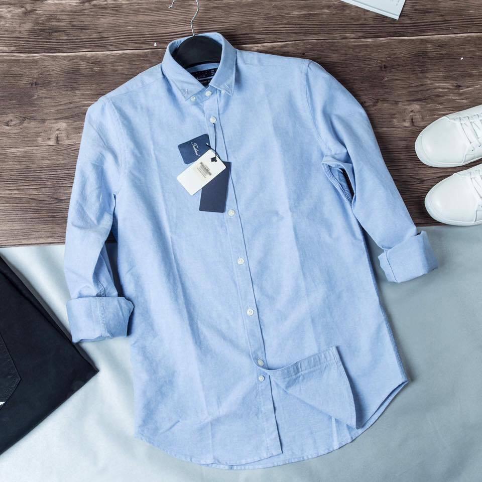 ÁoSơ mi nam trơn cotton gân chéo tay dài cao cấp thấm mồ hôi (Màu Xám ghi) Thời Trang Nam