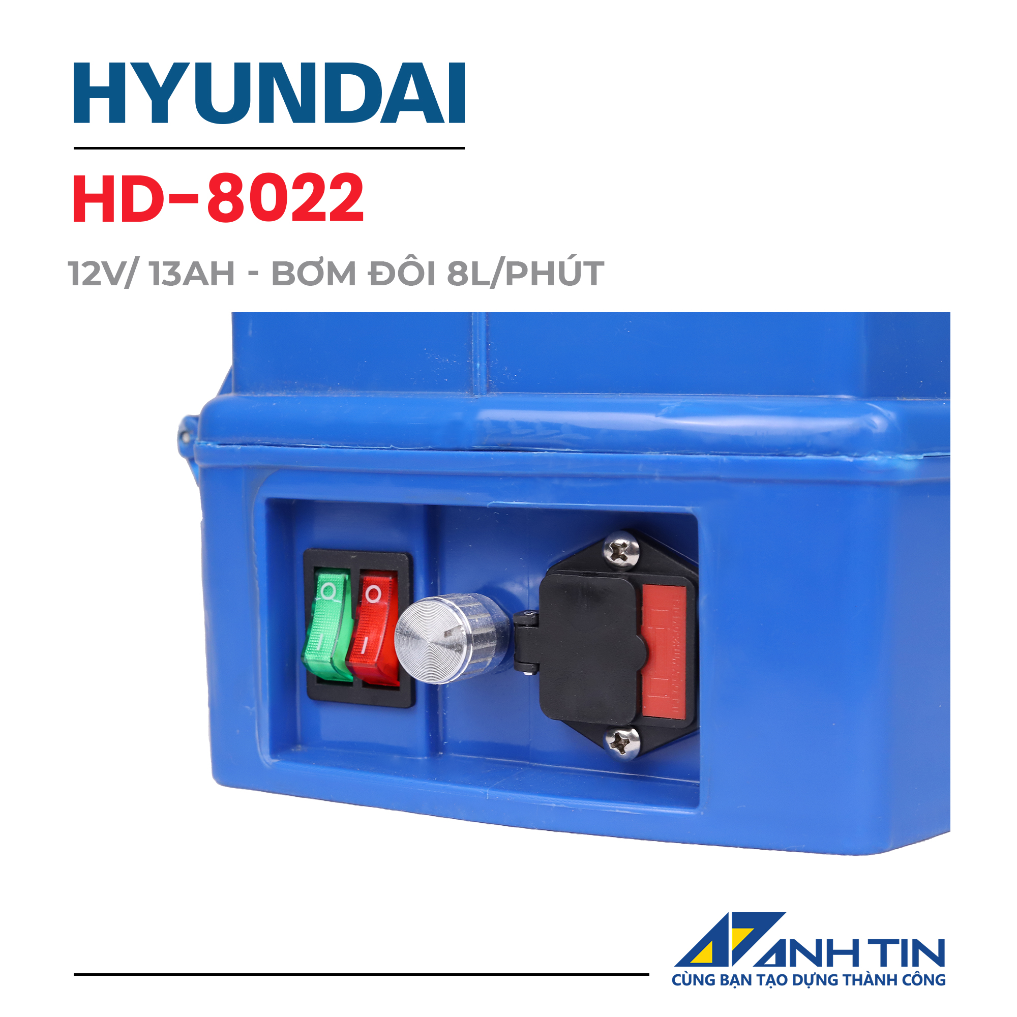 Bình xịt điện HYUNDAI HD-8022 (20L, 12AH, bơm đôi)