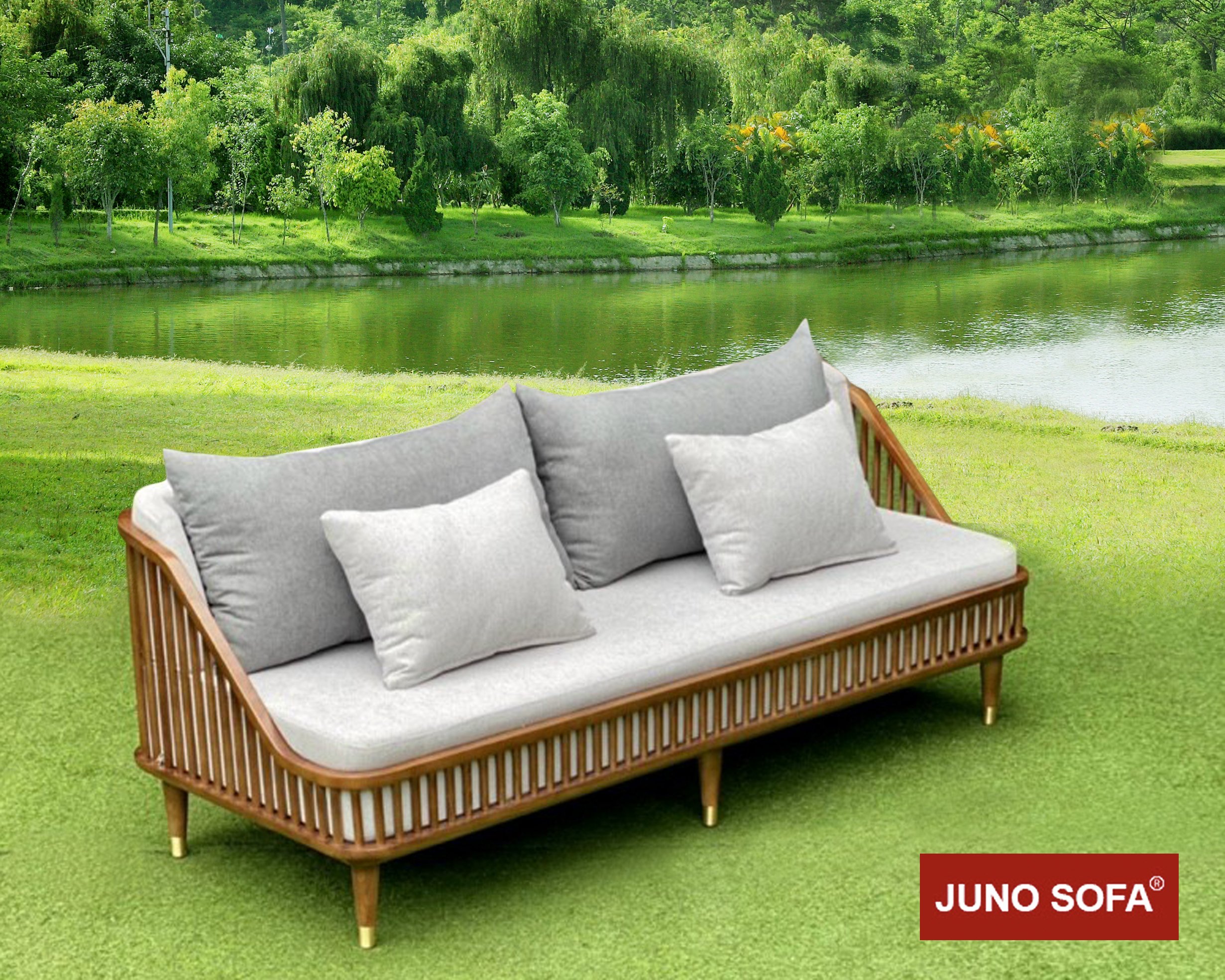 Bộ sofa Cao Cấp Bắc Âu Juno Sofa. băng 1m8, 2 đơn, đôn và bàn