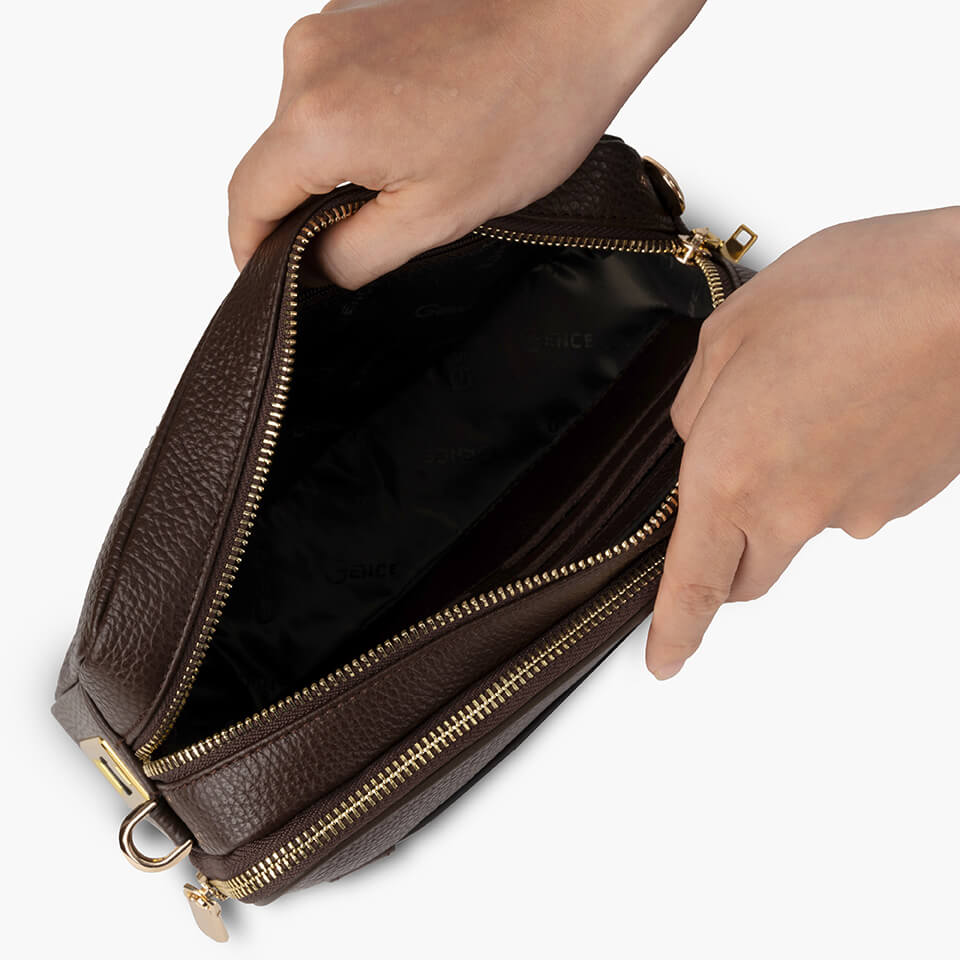 Clutch Cầm Tay Khóa Vân Tay Da Bò Mill RB09 Màu Nâu
