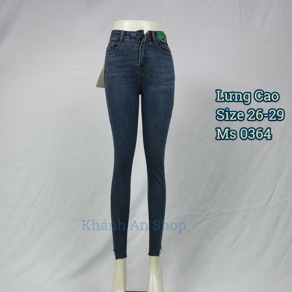 Quần lưng nữ lưng cao lai cắt màu xanh 0364