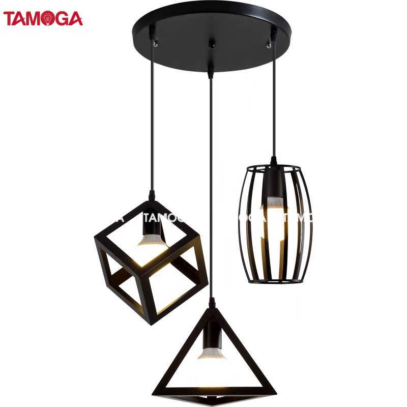Đèn thả trần trang trí TAMOGA JIBIS bộ 3 lập phương tam giác hình trụ 0072/3