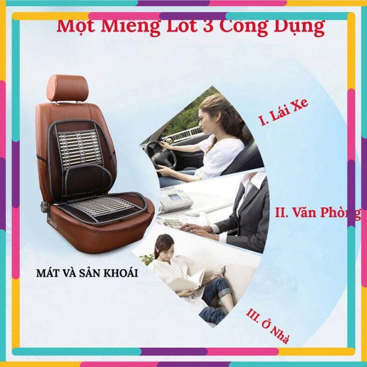 Bộ lót ghế tựa lưng ô tô lưới trúc Massage lưng chống mỏi, chống nóng hiệu quả