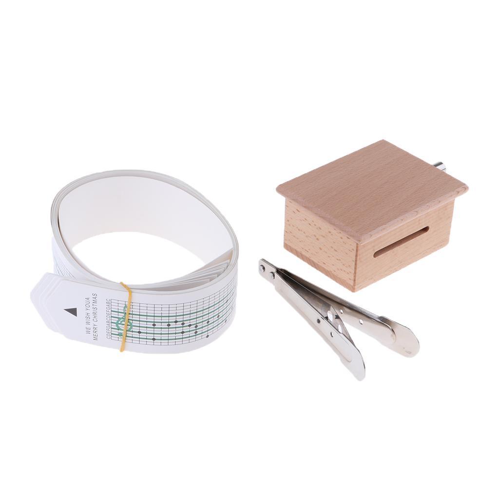 DIY Tune Hand Crank Music Box Movement + Hole Puncher + 7 Paper Tapes