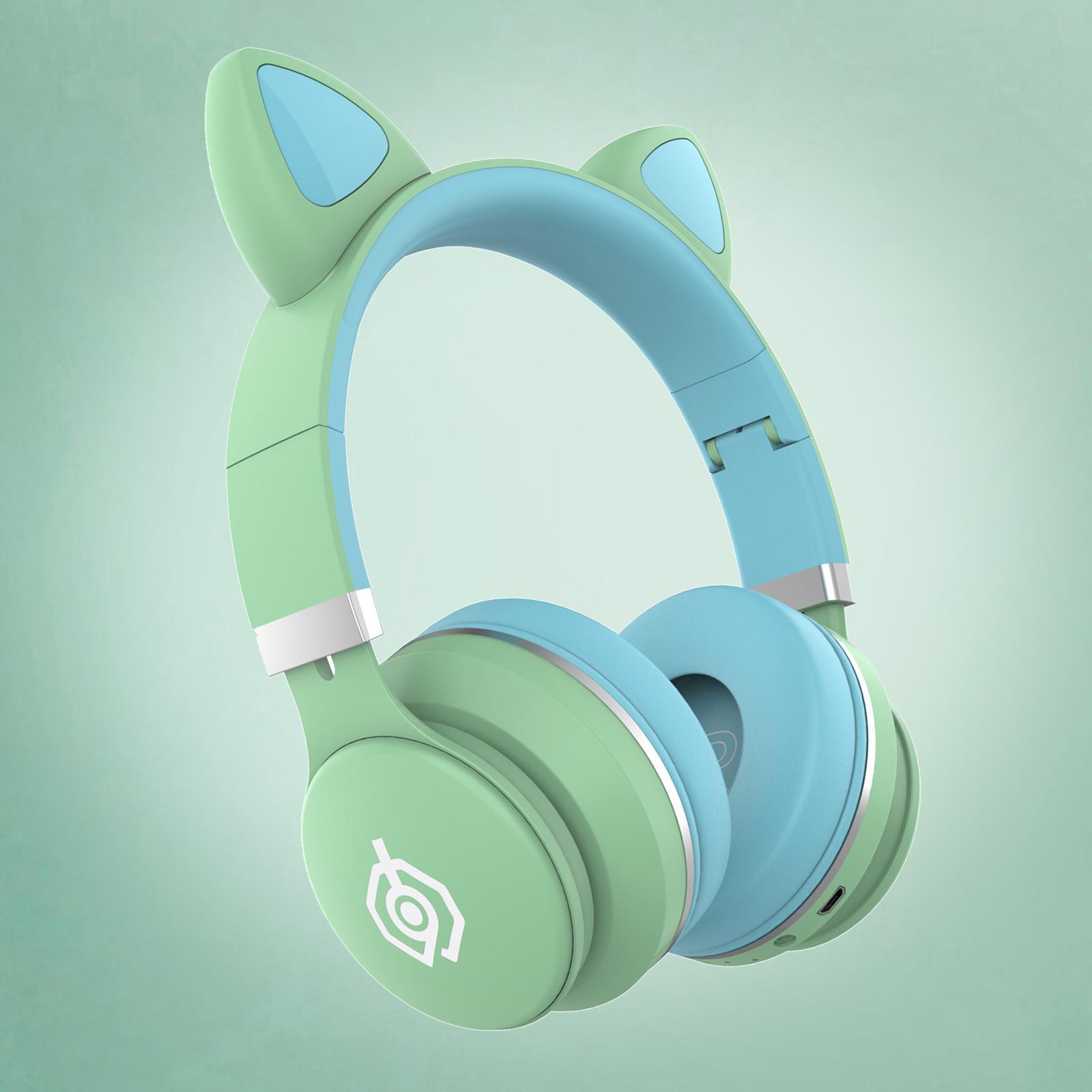 Universal Cat Ear Cartoon Bluetooth Headset Stereo Headphones Mic