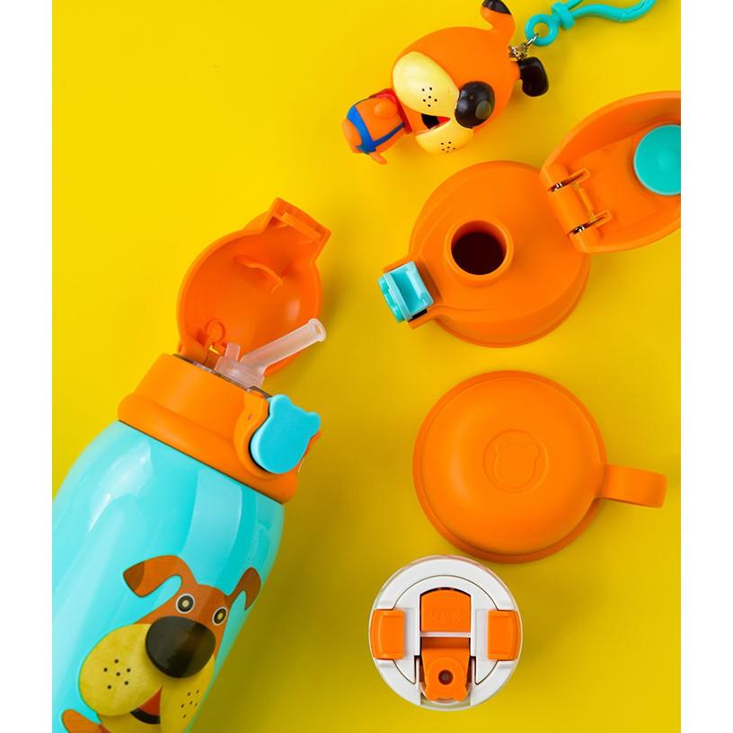 Bình giữ nhiệt trẻ em Beddybear - 3 Nắp thay thế - Hình con Chó - 630ml - Tặng kèm móc khóa - RT104-630-CHO. Chính hãng