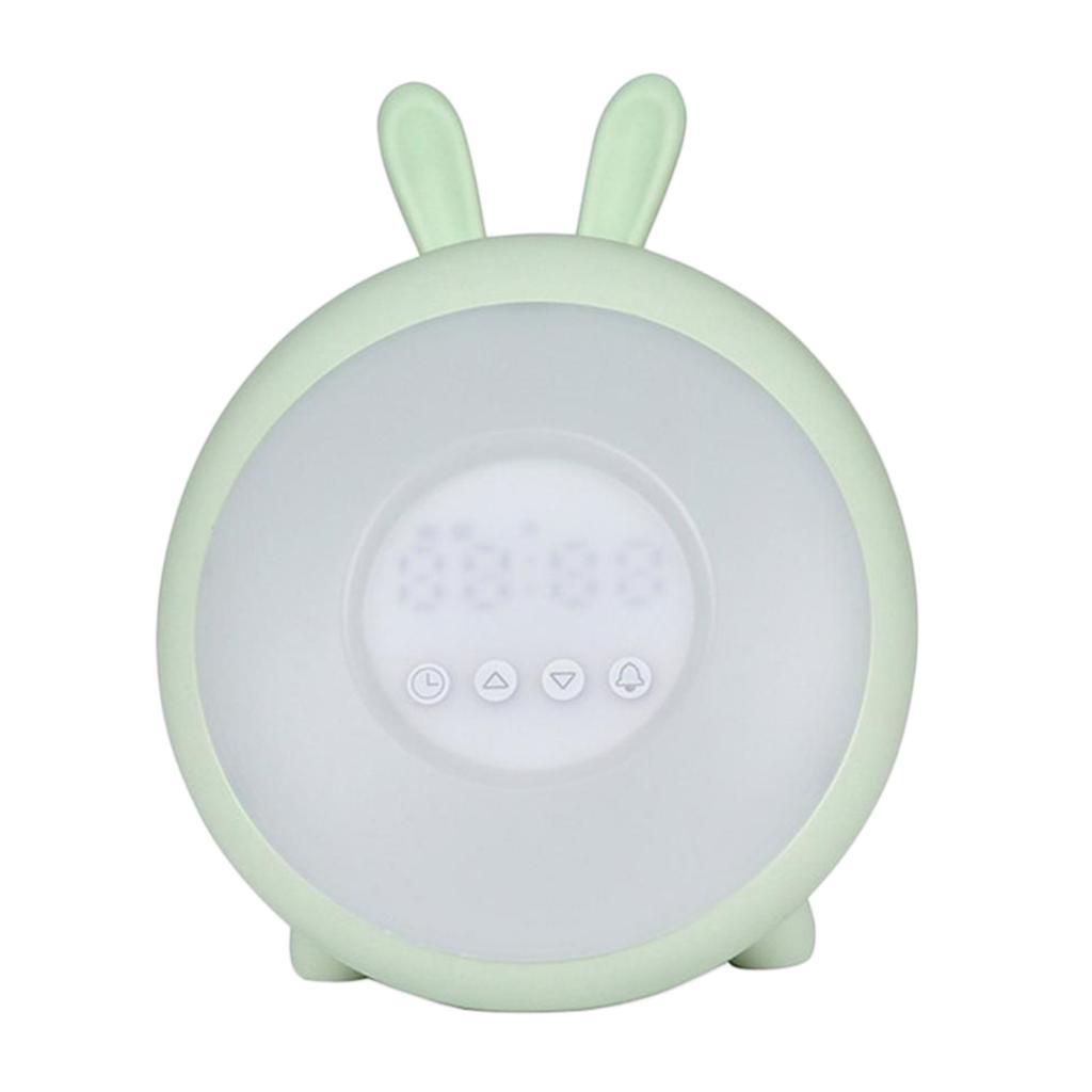 Night Light Clock for Kids, Cute Animal Bunny Nightlights for Baby Toddler Children Girls, Rechargeable 7 Changing Colors Table Lamp for Bedroom