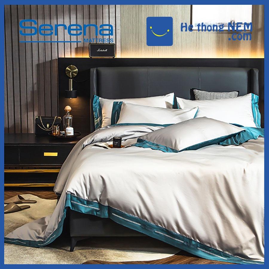 Set Chăn Ga Gối 5 Món Lụa Satin SERENA Bộ Drap Trải Giường Lụa Cao Cấp - Hệ Thống Nệm