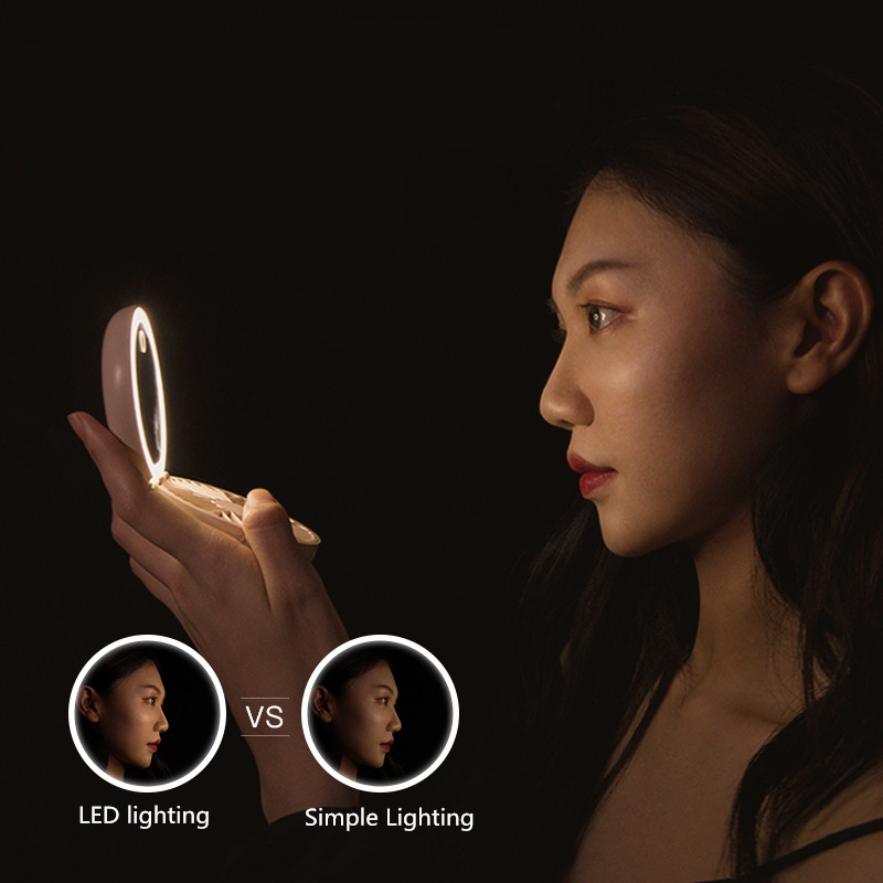 Xiaomi Quạt Mini Gấp Gọn Có Đèn Led Và Gương Trang Điểm