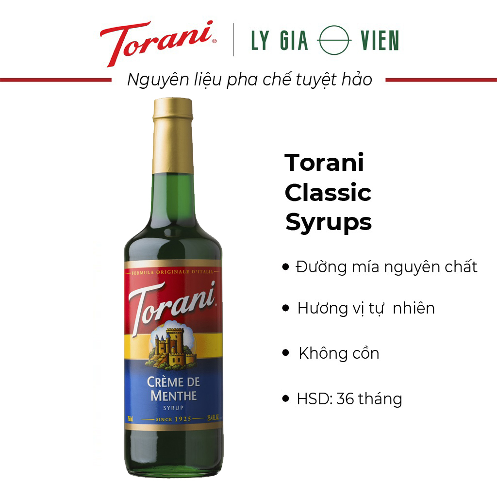 Siro Pha Chế Vị Bạc Hà Xanh Torani Classic Creme De Menthe Syrup 750ml Mỹ