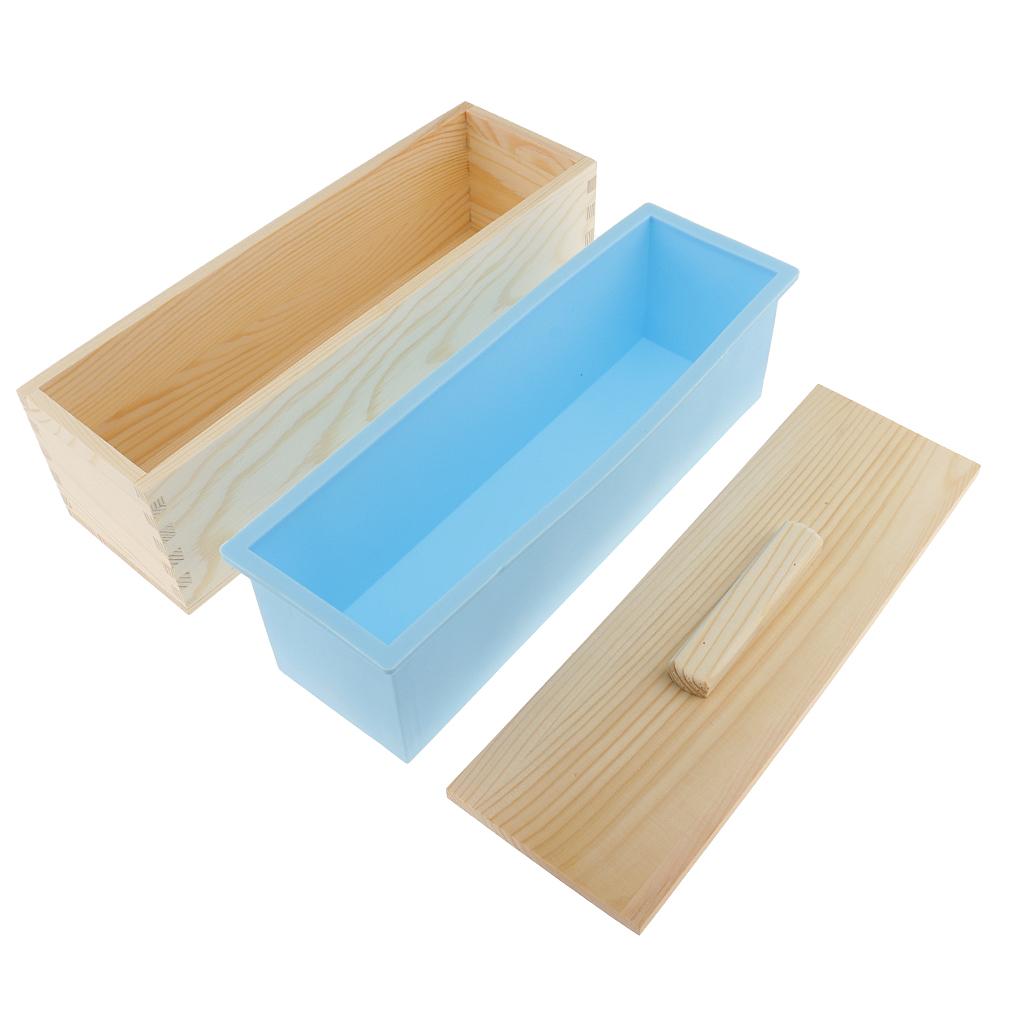 Wood Soap Cutter Mold with Wire Slicer +Silicone Candle Soap Making Mould 1200ml