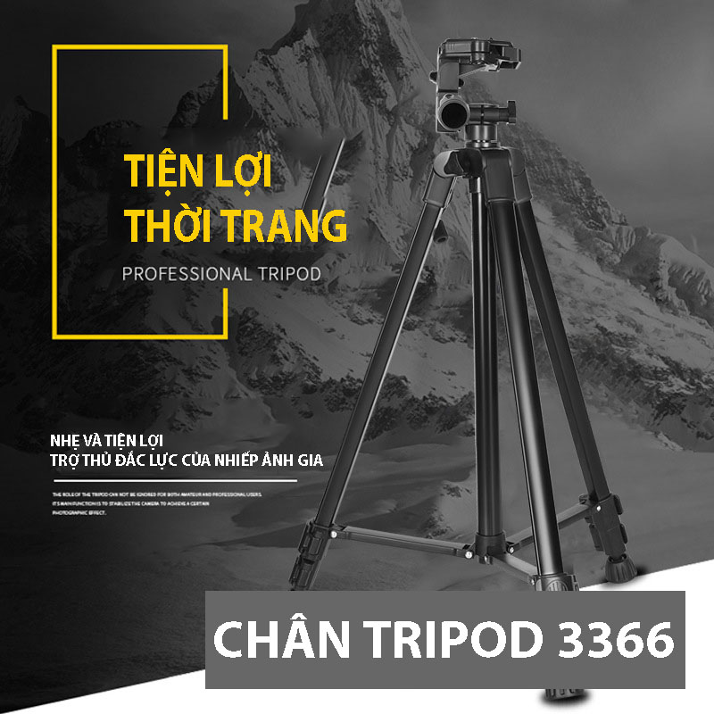 Gậy 3 Chân Máy Ảnh Chụp Hình Selfie Tự Sướng Tripod Floveme 3366 - 03 cách xoay, 360 độ - Cao 150cm Kèm Giá Đở Điện Thoại - Hàng chính hãng