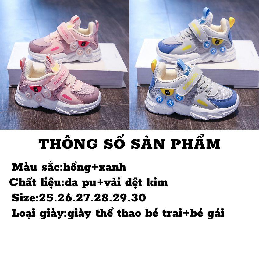 Giày Thể Thao Bé Trai Bé Gái 1_5 Tuổi Loại Cao Cấp Phối Họa Tiết Ngộ Nghĩnh Thoáng Khí Êm Chân Vận Động Thoải Mái GE03