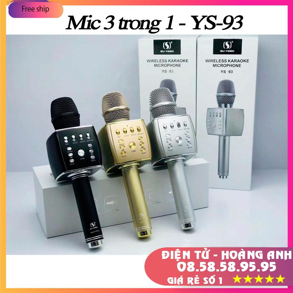 Mic Hát Karaoke Bluetooth YS93 Dùng Hát Tại Nhà Hoặc Livetream