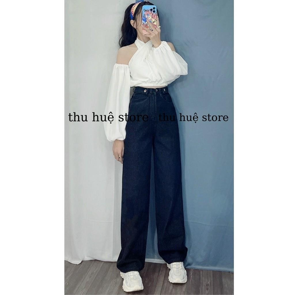 Quần Jean Nữ Ống Rộng Khuy Kiểu AA3 Kèm Ảnh Chụp Thật 100% From Chuẩn Mẫu