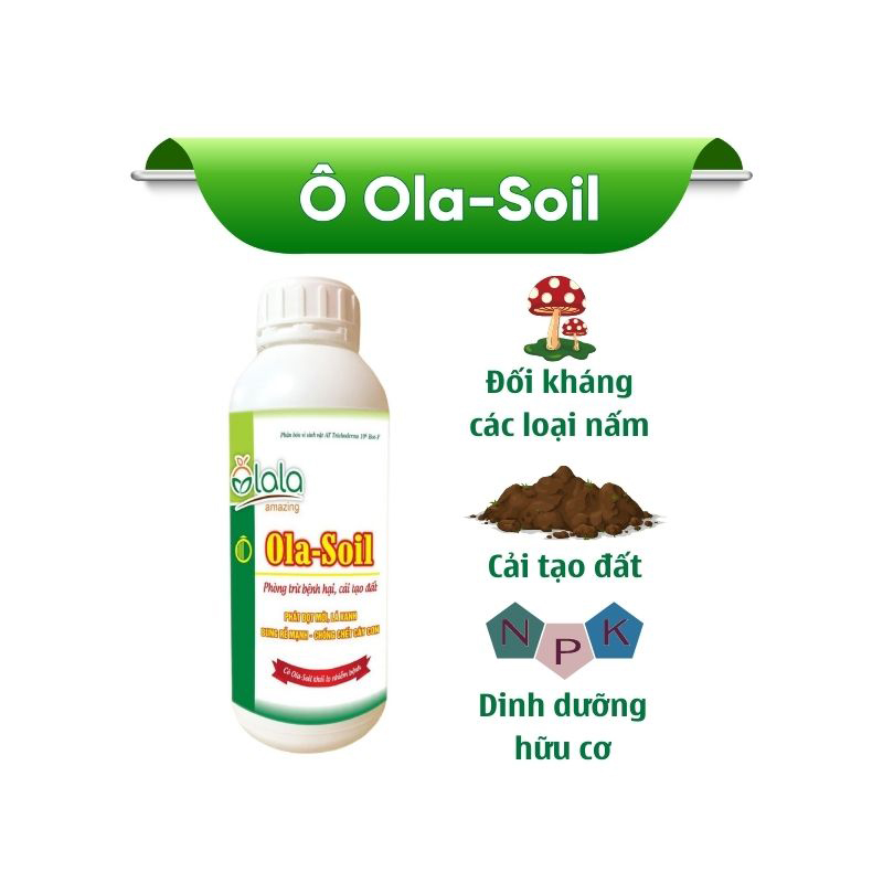 Chế phẩm sinh học phòng trừ bệnh, cải tạo đất, phát đọt mới, lá xanh, bung rễ mạnh chống chết cây non – Ola Soil 1 lít