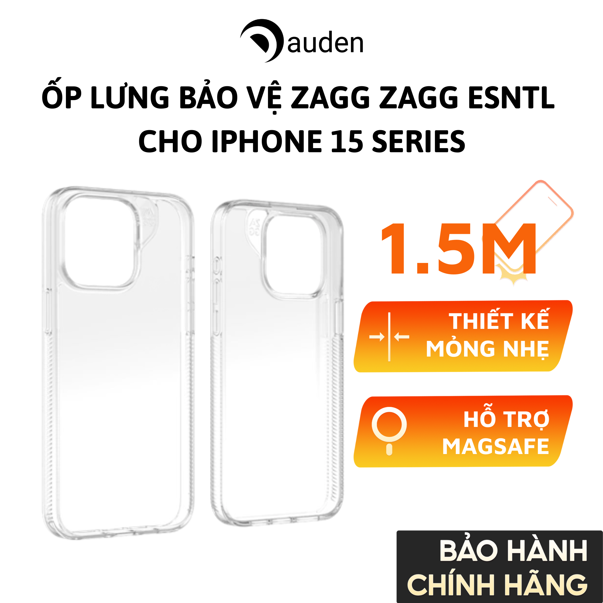 Ốp lưng ZAGG chống sốc bảo vệ dành cho iPhone 15/ 15 Plus/ 15 Pro/ 15 ProMax, bảo hành 12 tháng 1 đổi 1 - Hàng chính hãng