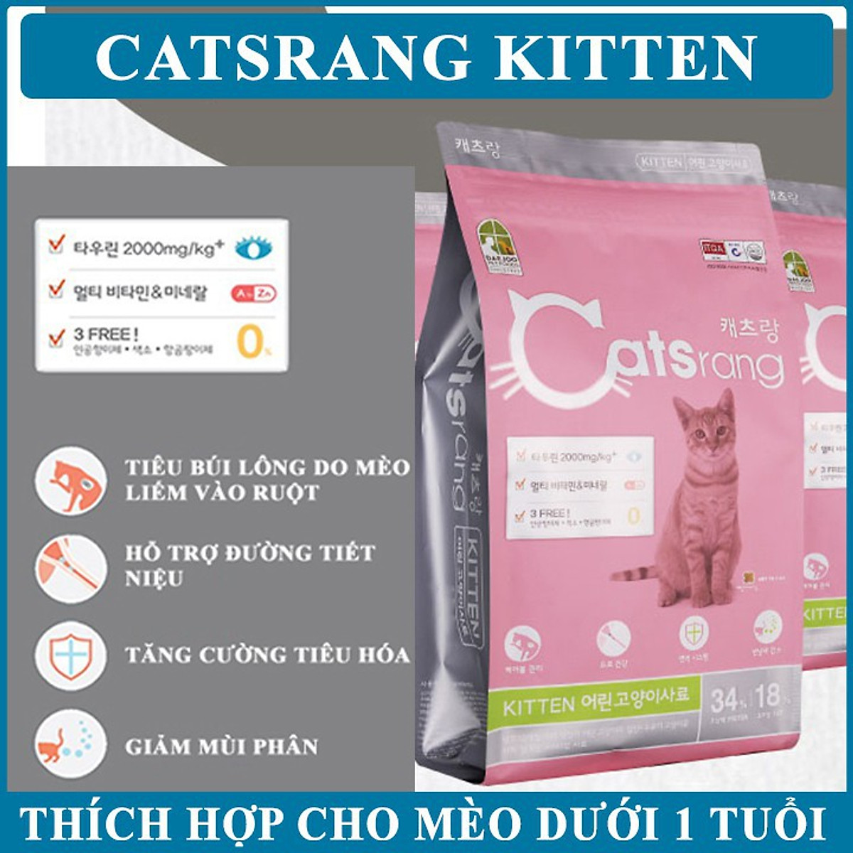 Catsrang - Thức Ăn Hạt Cho Mèo Con - Catsrang Kitten (Túi 1,5 Kg)