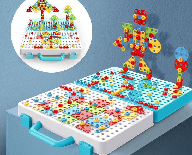 Đồ chơi trí tuệ lắp ráp an toàn cho trẻ,bộ lắp ghép sáng tạo building block,set gồm cả máy bắt vít và tua vít,hàng rất đẹp